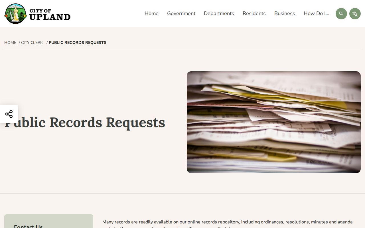 Upland people search guidance from the city public records page