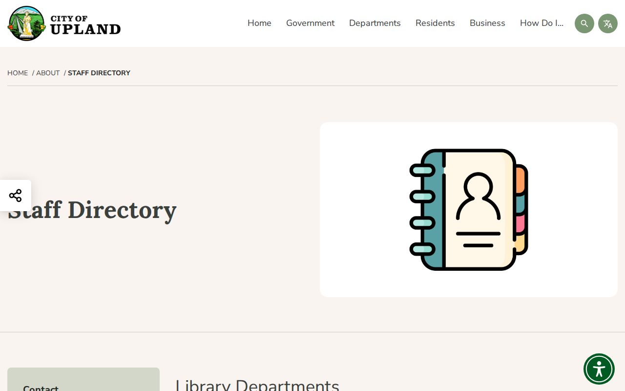 Upland people directories screenshot of the public library staff directory