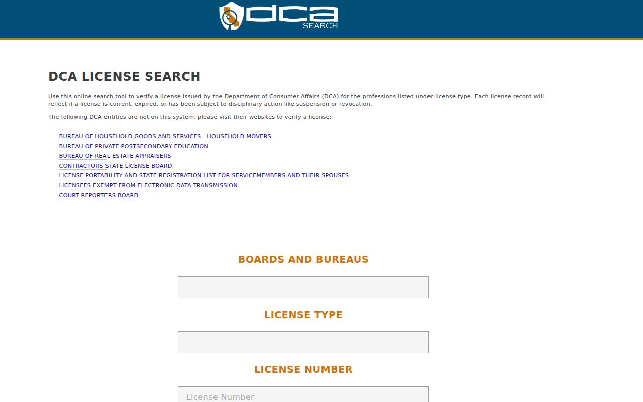 Upland public records search for California professional licenses