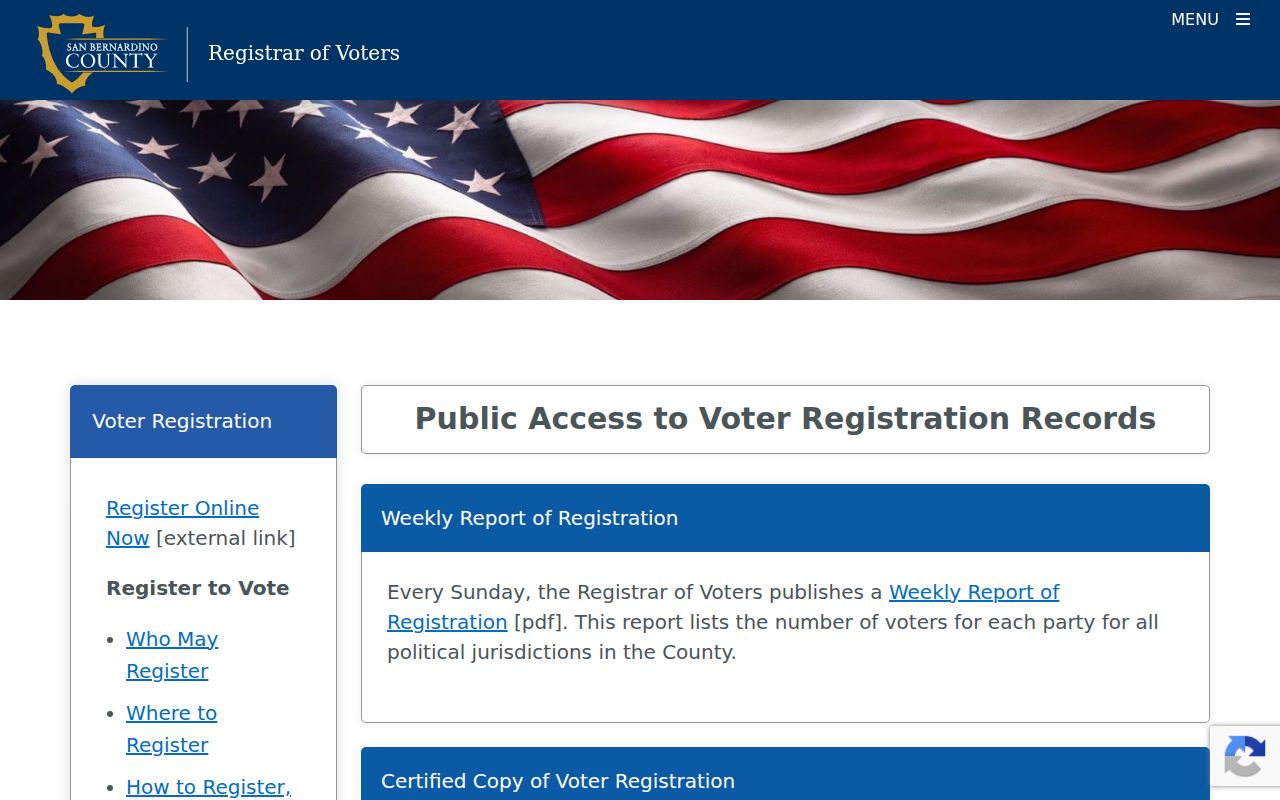 Upland voter registration reports from San Bernardino County